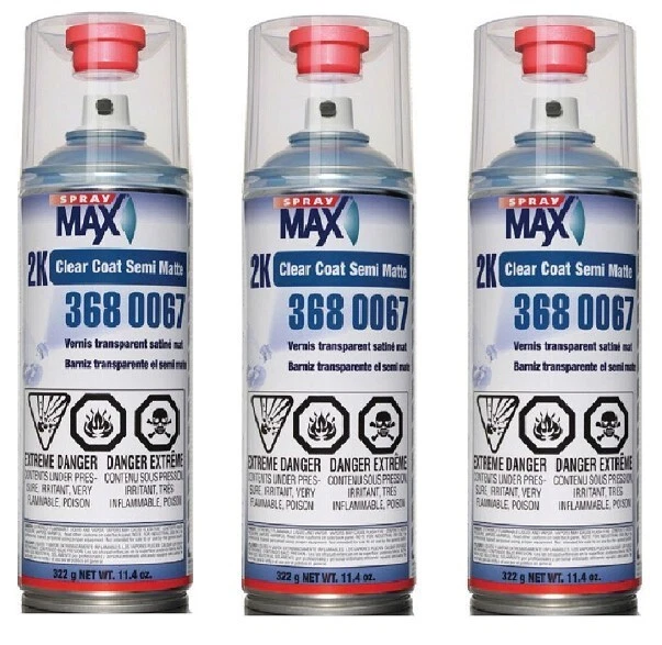 11.4oz Spraymax 2k Satin Clear Coat  Aerosol 3680067 - Car Paint Repair (3 Pack) - Image 1 of 1