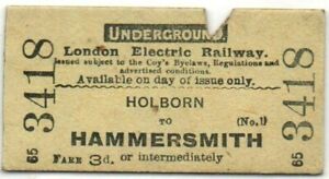 London Electric Railway Ticket Holborn (No.1) to Hammersmith>