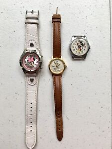 Vintage Mickey Mouse and Minnie Mouse Watches Walt Disney Untested