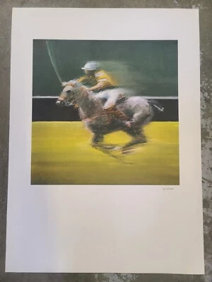 DOUTRELEAU Affiche vierge sur canson signée Joueur POLO sport cheval AF4 - Photo 1/4