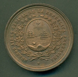 ARGENTINA BRONZE MEDAL 1880 BUENOS AIRES CAPITAL OF THE REPUBLIC by R. GRANDE - Picture 1 of 2