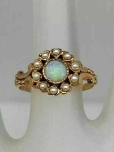 2CT Round Lab Created Fire Opal Halo Flower Women's Ring 14K Yellow Gold Plated - Picture 1 of 6
