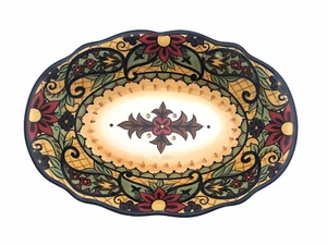 Corsica Home Vegetable Serving Bowl CROWN JEWEL Oval Floral Paisley 8784466 - Picture 1 of 6