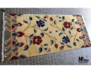 Antique Tibetan Area Rug - Runner - Hand knotted - 90x180cm Floral Yellow- Wool - Picture 1 of 4