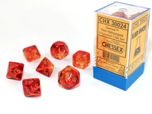 Chessex 30024 Gemini® Polyhedral Red-Yellow/ Gold Translucent 7 Die Set - Picture 1 of 4
