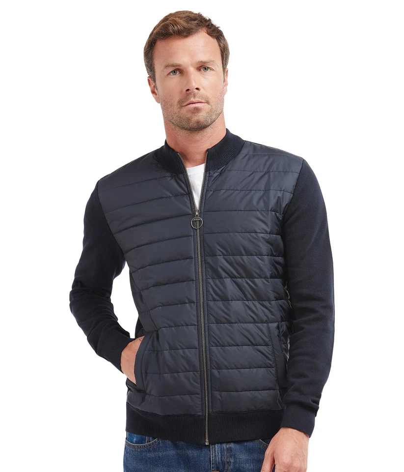 Barbour Carn Baffle Front Knit Jacket Navy MKN1104NY91 Men's XL or XXL (*READ*)