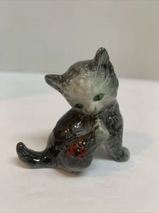 GOEBEL West Germany Gray Kitten Cat w/ Ladybug Figurine - Picture 1 of 7
