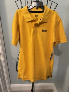 New DKNY Polo collared shirt Boys Old Mustard Medium M 10/12 Kids Classic - Picture 1 of 11