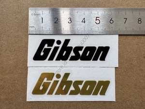 2Pcs Gibson Guitar Bass Head Self-Adhesive Metal Logo Decals Sticker Gold +Black - Picture 1 of 3