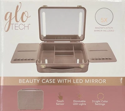 Glo Tech Beauty Case with LED Mirror Pink New in Box - Image 1 of 4