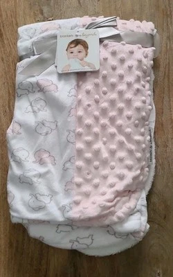 Mantas & Beyond Rosa y Gris Elefante Minky Dot Manta Bebé Lovey Foto 1 de 3