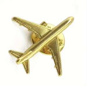 Broche de solapa de avión con insignia de pin dorado de avión piloto de avión - Imagen 1 de 4