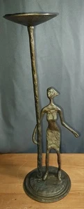 VINTAGE BRONZEGUSS MESSING BRUTALIST KERZENHALTER WEIBLICH MODERNIST  - Bild 1 von 7