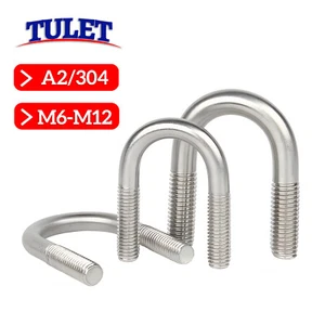 M6 M8 M10 M12 U BOLTS U CLAMP ROUND A2 STAINLESS STEEL STANDARD PIPE - Picture 1 of 52