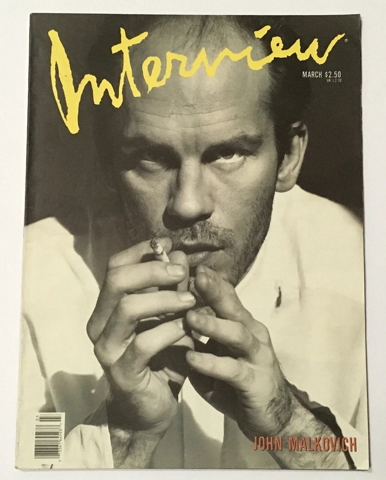 1989 INTERVIEW MAGAZINE JOHN MALKOVICH PHOTOGRAPHY ART HIPSTER DECO ANDY WARHOL - Image 1 of 1