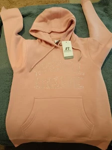 RUSSELL ATHLETIC Women Hoodie Medium Pink inscription lined with sequins - Picture 1 of 5
