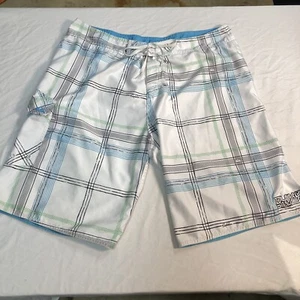 QUIKSILVER Men's Board Surf Shorts Swim Trunks Striped Orange White Yellow Sz 38 - Picture 1 of 9