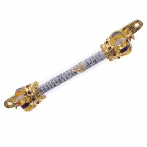 Gold Plated King David Royal Crown Mezuzah w/ Scripture Parchment Scroll - Picture 1 of 3