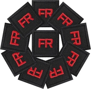 10 Black/Red Replacement FR Patches Iron On Fire Retardant Pants Shirt Tag - Picture 1 of 3