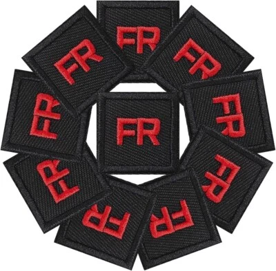 10   Black/Red Replacement FR Patches Iron On Fire Retardant Pants Shirt Tag - Image 1 of 3