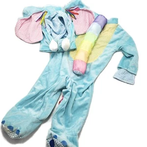 Pastel Rainbow Elephant Baby Costume 6M 12M Rubies Halloween Footie Bodysuit Hat - Picture 1 of 12
