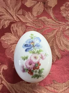 Limoges France Egg Trinket Box Floral Gold Rim Porcelain - Foto 1 di 9