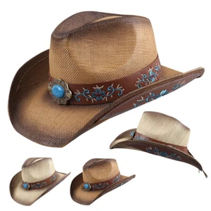 Fashion Women Men Hat Cowgirl Cowboy Wild West Hats Western Wide Brim Cap Hat - Picture 1 of 11
