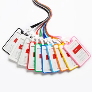 Hard Plastic Pocket ID Card Credit Badge Name Tag Holder Neck Strap Lanyard NEW - Picture 1 of 20