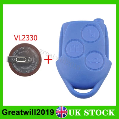 3 Button For Ford Transit MK7 2006-2014 Blue Remote Key Fob Case VL2330 Battery