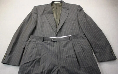 Hickey Freeman Made USA Men Gray Pinstripe 2-Piece Suit Jacket 44L Pants 38 x 32 - Image 1 of 4