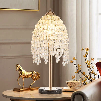 Elegant Crystal Table Lamp 19" Gold Modern Bedside Nightstand Desk Lamp Bedroom - Image 1 of 4