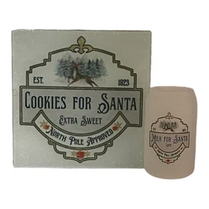 “Cookies And Milk For Santa” Cutting Board Platter & FrostGlass~Christmas~deer - Picture 1 of 1