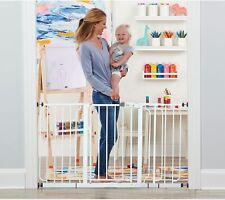Regalo Extra WideSpan Walk Through Safety Gate White for Toddlers Baby and Pets