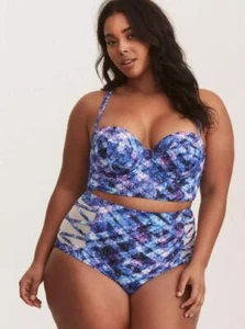 Top de natación bikini sin tirantes convertible push up acolchado estampado Torrid Galaxy talla 1 - Imagen 1 de 4