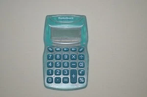 Mini calculadora Radio Shack azul azulado translúcido - Imagen 1 de 3