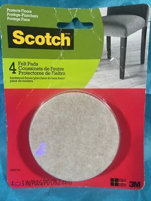 Scotch Felt Pads Round 3 inch Diameter 4 pcs Beige Fastening Surface Protection - Image 1 of 4