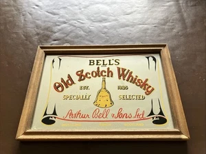 Vintage Mirror Bell's Old Scotch Whisky Pub Advertising Wall Mirror 34cm X 23cm - Picture 1 of 7