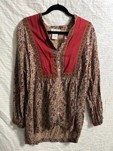 Ulla Popken Damen beige Blumen Boho künstlerisch Coverup Tunika Top Größe 16/18 - Bild 1 von 7