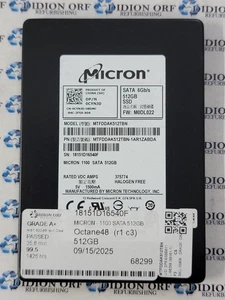 MICRON 1100 512GB 2.5" SATA SSD MTFDDAK512TBN, Grade A+, SKU 15958 - Picture 1 of 2