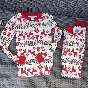 Hanna Andersson Organic Cotton Pajama set Christmas Reindeer Size 130 sz 8 - Picture 1 of 6