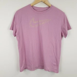Nike T-Shirt Girls Large 12-13 Years Pink Loose Big Swoosh Graphic Cotton Tee - Picture 1 of 10