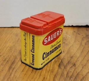 Vintage Sauer's Ground Cinnamon Spice tin no UPC 2 1/4" - Picture 1 of 4