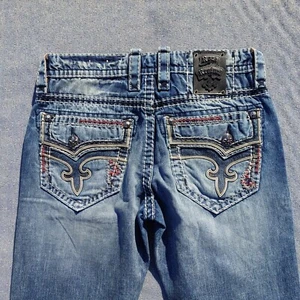 NWOT Mens Rock Revival ELLISON Straight Blue Jeans SZ 32 100% cotton Inseam: 35" - Picture 1 of 15