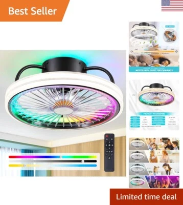Quiet Copper Motor Ceiling Fan with Adjustable RGB Lighting and Timer Function - Image 1 of 4