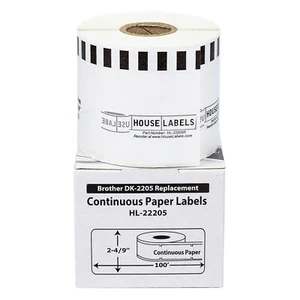 Non-OEM Fits BROTHER DK-2205 REMOVABLE Continuous Labels - (6) Rolls of 100' - Picture 1 of 7