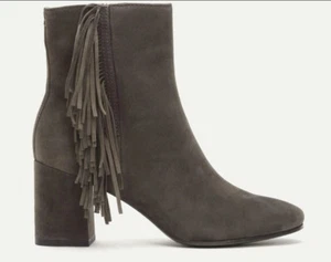 NEW FRYE Womens Jodi Fringe Soft Kid Suede Ankle Bootie Boot Size 7.5 Smoke Grey - Picture 1 of 12