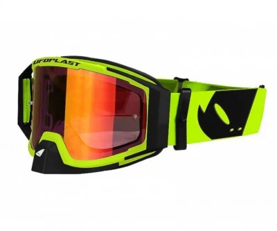 Mascarilla Moto Ufo Wise Pro Negro Amarillo Cross Mx Enduro Negro Blanco Espejo - Imagen 1 de 4
