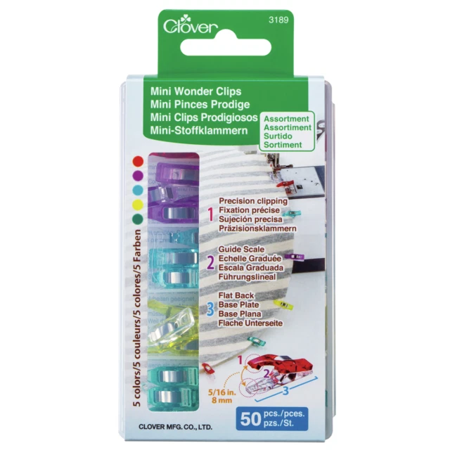 Clover 50 Mini Wonder Clips Assorted Colors 3189cv