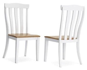 Ashbryn Dining Chair, Set of 2, 21" W x 21" D x 40" H, White & Light Brown - Picture 1 of 8