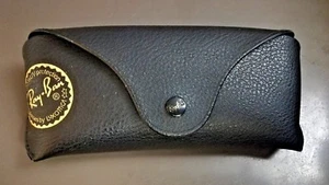 Ray Ban Aviator Sunglasses Snap Black Leather Case Travel Carrying Storage - Picture 1 of 6